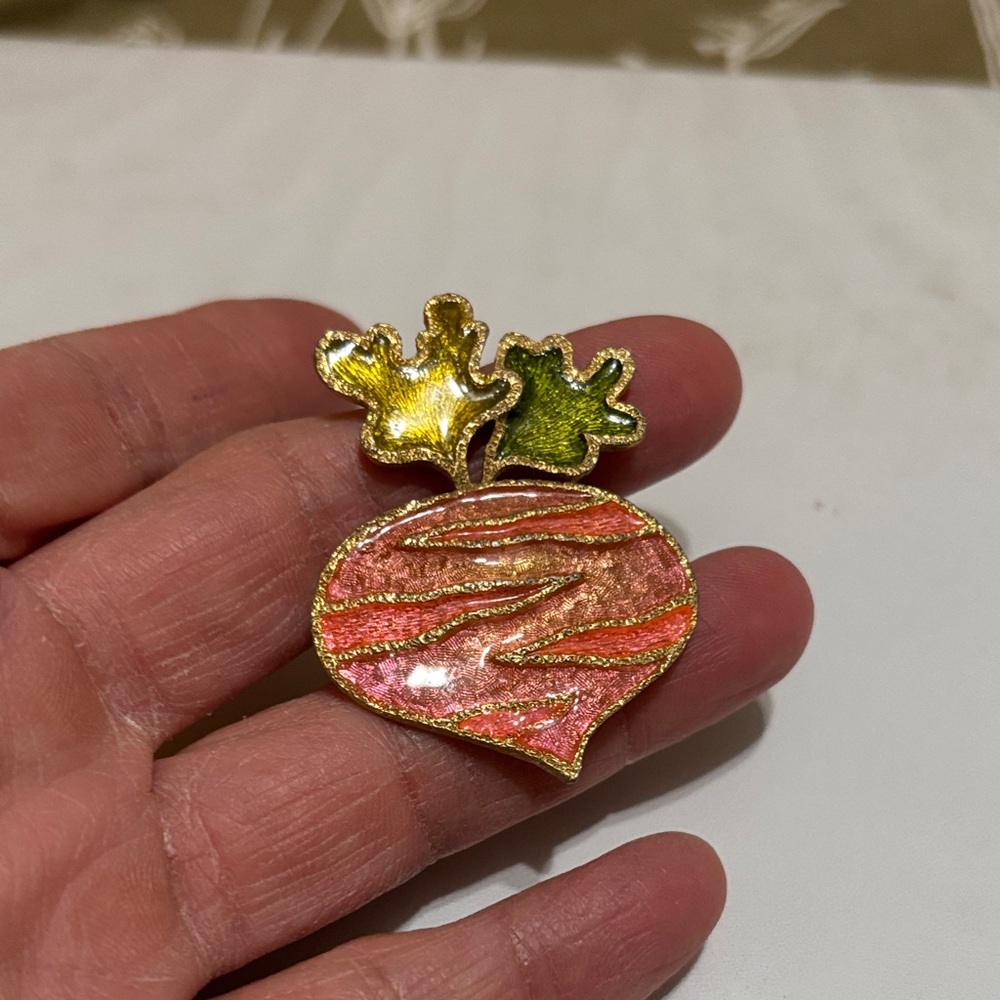Gold and Green Leaf Brooch